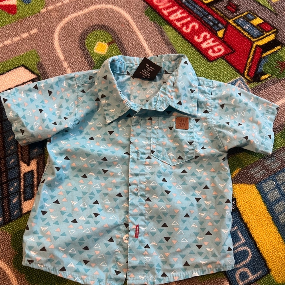 Blue Geometric Kids Shirt